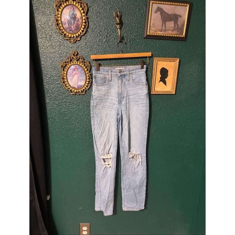 Madewell Denim Curvy Perfect Straight Jeans Sz 24 Distressed